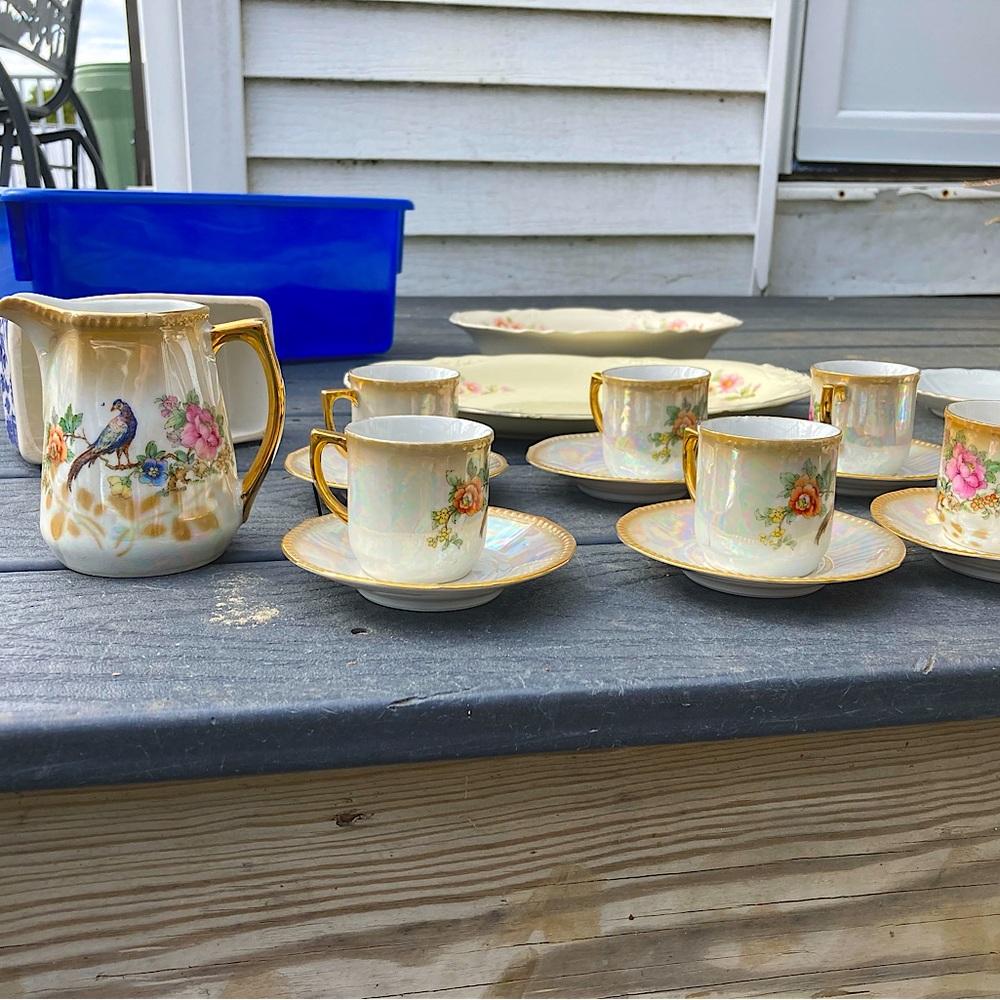 Miniature Porcelain Glass Tea Set from Germany